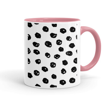 Doodle Dots, Κούπα χρωματιστή ροζ, κεραμική, 330ml
