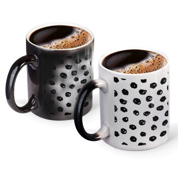 Doodle Dots, Color changing magic Mug, ceramic, 330ml when adding hot liquid inside, the black colour desappears (1 pcs)