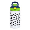 Children's hot water bottle, stainless steel, with safety straw, green, blue (350ml)
