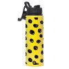 Metallic water bottle with safety lid, 850ml aluminum