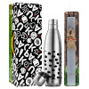 Easter Set, metallic stainless thermos flask (500ml) & scented flat Easter candle (30cm) (GRAY)