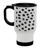 Stainless steel travel mug with lid, double wall white 450ml