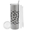 Tumbler stainless steel Silver 600ml, with metal straw & cleaning brush