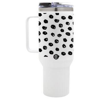Doodle Dots, Mega Stainless steel Tumbler with lid, double wall 1,2L