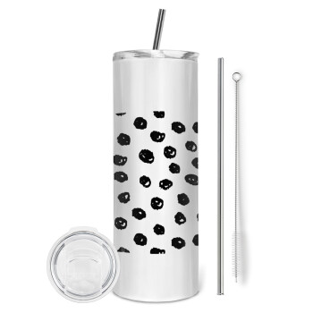 Doodle Dots, Tumbler stainless steel 600ml, with metal straw & cleaning brush