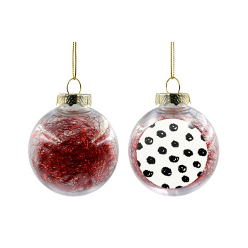 Doodle Dots, Transparent Christmas tree ball ornament with red filling 8cm