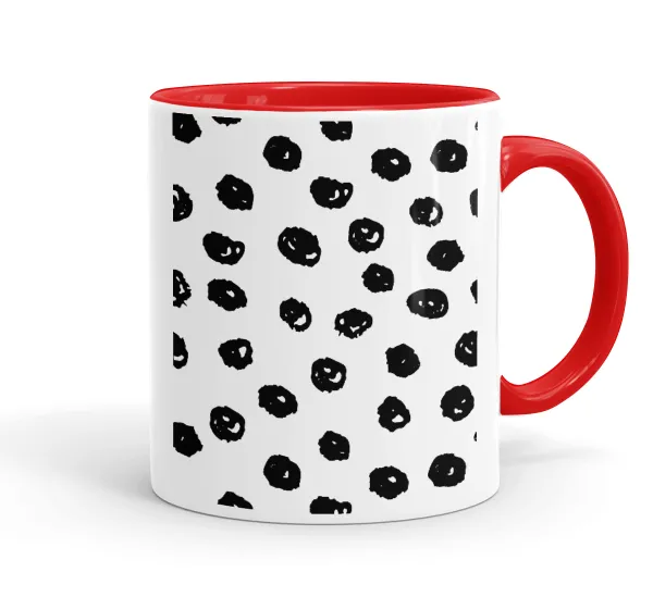 Doodle Dots — Mug colored red, ceramic, 330ml