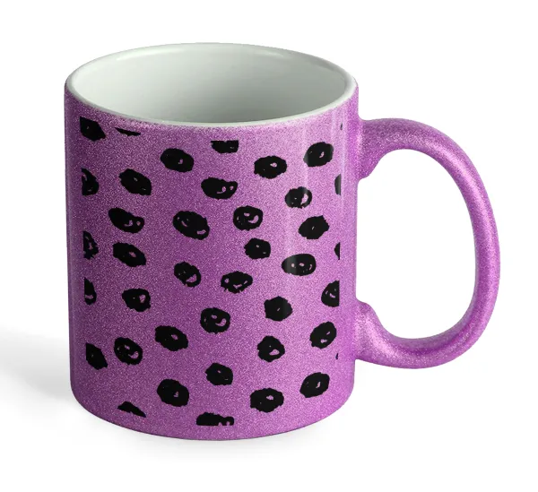 Doodle Dots — Κούπα Μωβ Glitter που γυαλίζει, κεραμική, 330ml