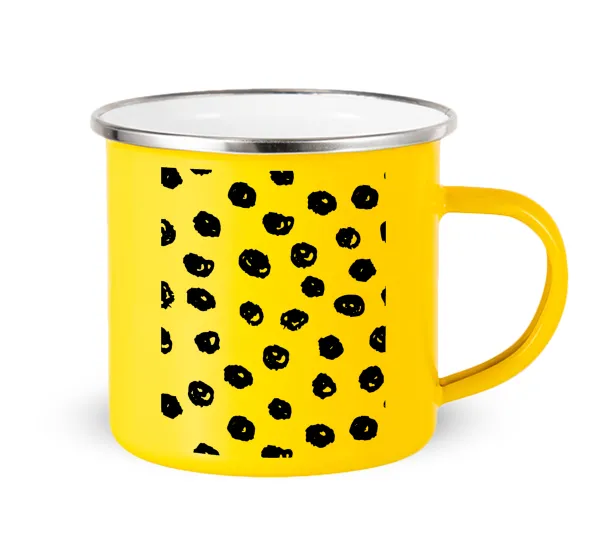 Doodle Dots — Yellow Enamel Metallic Cup 360ml
