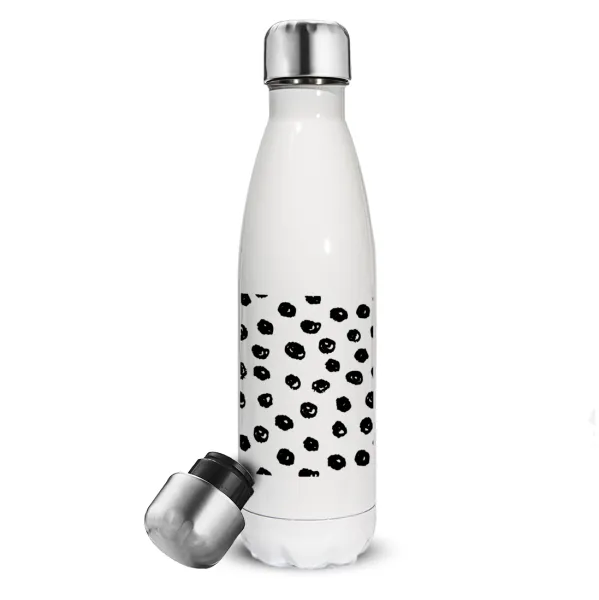 Doodle Dots — Metal mug thermos White (Stainless steel), double wall, 500ml