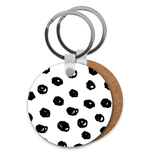 Doodle Dots — Round wooden MDF keychain, Ø5cm