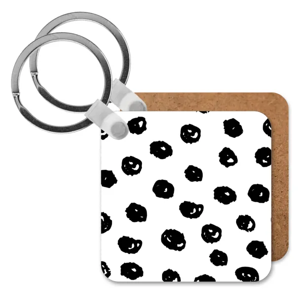 Doodle Dots — Square wooden MDF keychain