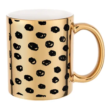Doodle Dots, Mug ceramic, gold mirror, 330ml