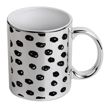 Doodle Dots, Mug ceramic, silver mirror, 330ml