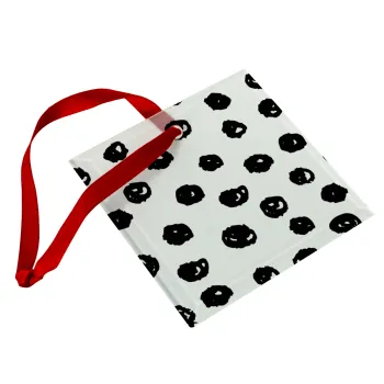 Doodle Dots, Christmas ornament, glass square ornament 9x9cm