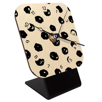 Doodle Dots, Quartz Table clock in natural wood (10cm)