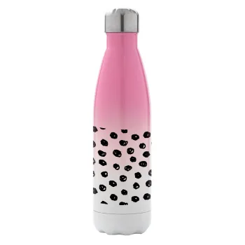 Doodle Dots, Μεταλλικό παγούρι θερμός Ροζ/Λευκό (Stainless steel), διπλού τοιχώματος, 500ml