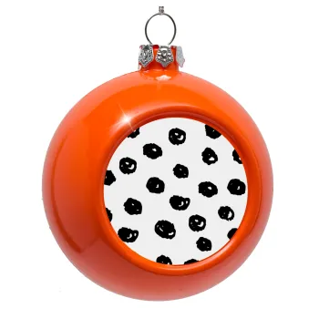 Doodle Dots, Orange Christmas tree ornament bauble 8cm