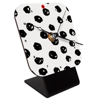 Doodle Dots, Quartz Wooden table clock with hands (10cm)