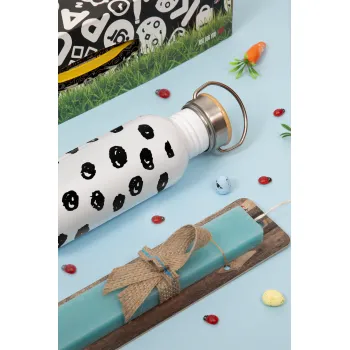 Doodle Dots, Πασχαλινή Λαμπάδα με παγούρι μεταλλικό (620ml, stainless steel) & κερί αρωματικό πλακέ (30cm) (ΤΙΡΚΟΥΑΖ)