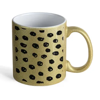 Doodle Dots, Κούπα Χρυσή Glitter που γυαλίζει, κεραμική, 330ml