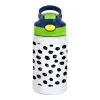 Children's hot water bottle, stainless steel, with safety straw, green, blue (350ml)