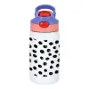 Children's hot water bottle, stainless steel, with safety straw, pink/purple (350ml)