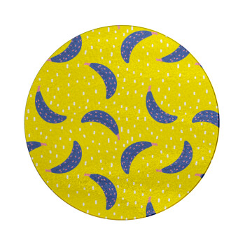 Yellow seamless with blue bananas, Επιφάνεια κοπής γυάλινη στρογγυλή (30cm)