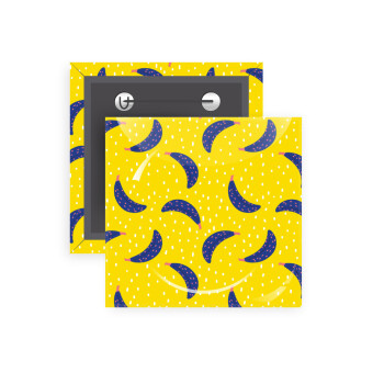 Yellow seamless with blue bananas, Κονκάρδα παραμάνα τετράγωνη 5x5cm
