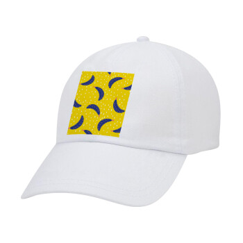 Yellow seamless with blue bananas, Καπέλο Ενηλίκων Baseball Λευκό 5-φύλλο (POLYESTER, ΕΝΗΛΙΚΩΝ, UNISEX, ONE SIZE)