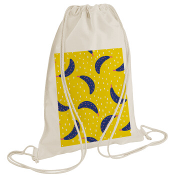 Yellow seamless with blue bananas, Τσάντα πλάτης πουγκί GYMBAG natural (28x40cm)