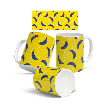 Yellow seamless with blue bananas, Κούπα, κεραμική, 330ml (1 τεμάχιο)