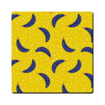 Yellow seamless with blue bananas, Τετράγωνο μαγνητάκι ξύλινο 6x6cm