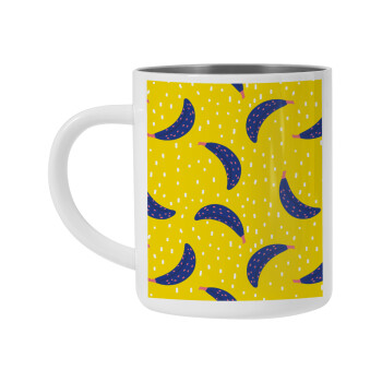 Yellow seamless with blue bananas, Mug Stainless steel double wall 300ml