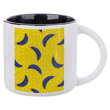 Yellow seamless with blue bananas, Κούπα κεραμική 400ml Λευκή/Μαύρη