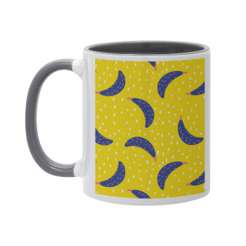Yellow seamless with blue bananas, Mug colored grey, ceramic, 330ml