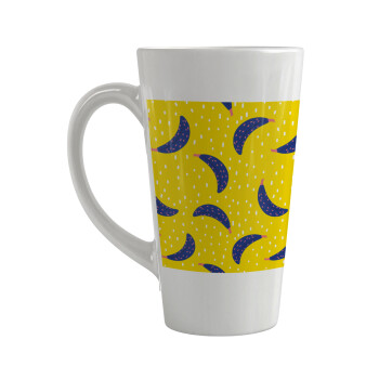 Yellow seamless with blue bananas, Κούπα κωνική Latte Μεγάλη, κεραμική, 450ml