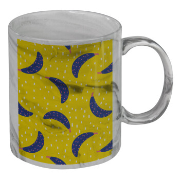 Yellow seamless with blue bananas, Mug ceramic marble style, 330ml