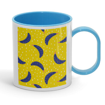 Yellow seamless with blue bananas, Κούπα (πλαστική) (BPA-FREE) Polymer Μπλε για παιδιά, 330ml