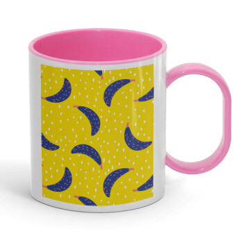 Yellow seamless with blue bananas, Κούπα (πλαστική) (BPA-FREE) Polymer Ροζ για παιδιά, 330ml