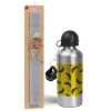 Easter Set, metallic silver aluminum water bottle (500ml) & aromatic flat Easter candle (30cm) (GRAY)