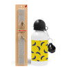 Easter Set, metallic aluminum water bottle (500ml) & aromatic flat Easter candle (30cm) (GRAY)