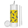 Tumbler stainless steel 600ml, with metal straw & cleaning brush