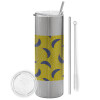 Tumbler stainless steel Silver 600ml, with metal straw & cleaning brush