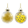 Transparent Christmas tree ball ornament with gold filling 8cm