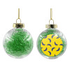 Transparent Christmas tree ball ornament with green filling 8cm