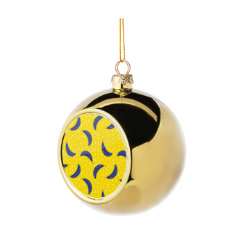 Yellow seamless with blue bananas, Χριστουγεννιάτικη μπάλα δένδρου Χρυσή 8cm