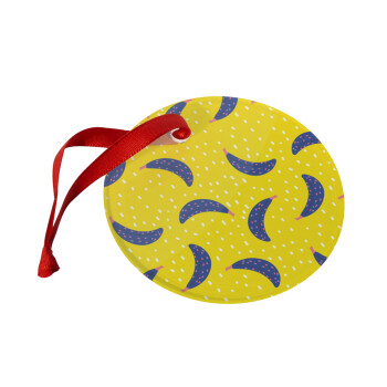 Yellow seamless with blue bananas, Στολίδι Χριστουγεννιάτικο στολίδι γυάλινο 9cm