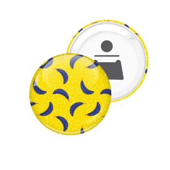 Yellow seamless with blue bananas, Μαγνητάκι και ανοιχτήρι μπύρας στρογγυλό διάστασης 5,9cm