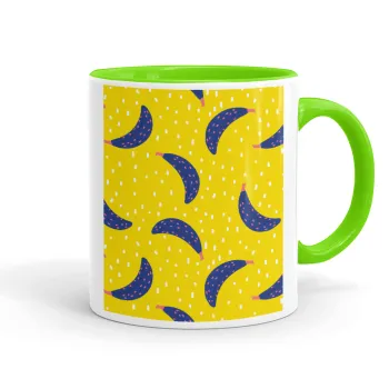 Yellow seamless with blue bananas, Κούπα χρωματιστή βεραμάν, κεραμική, 330ml